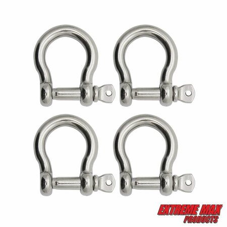 EXTREME MAX Extreme Max 3006.8294.4 BoatTector Stainless Steel Bow Shackle - 3/8", 4-Pack 3006.8294.4